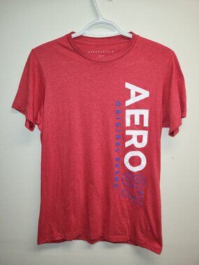 Aeropostale Aero 87 Red Graphic T-Shirt Men's Size Small 100% Cotton Tee